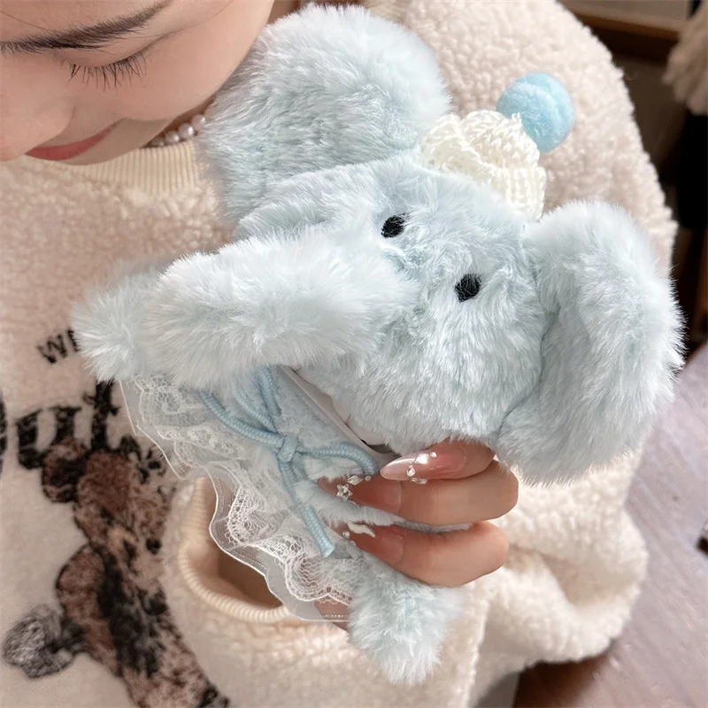 Cute Plush Elephant Earphone Case For Apple Airpods 4 Pro 2 3 1 Cover Kawaii Fluffy Headphone Charging Cases For Airpod Pro 2 3