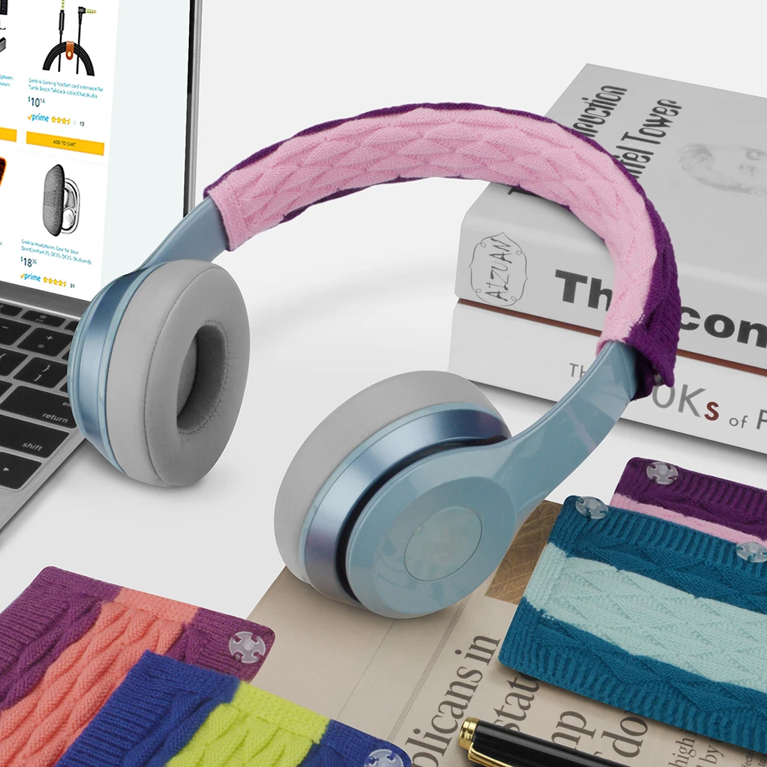 Geekria Knit Fabric Headband Cover Compatible with Audio-Technica, Beats, Bose, AKG, Sennheiser, Skullcandy