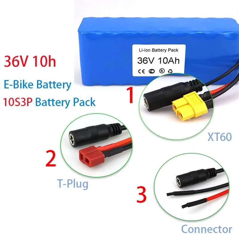 100% New 36V Ebike Battery Pack 10Ah 15Ah 20Ah T-Plug XT60 Connector and BMS Li-ion high power battery