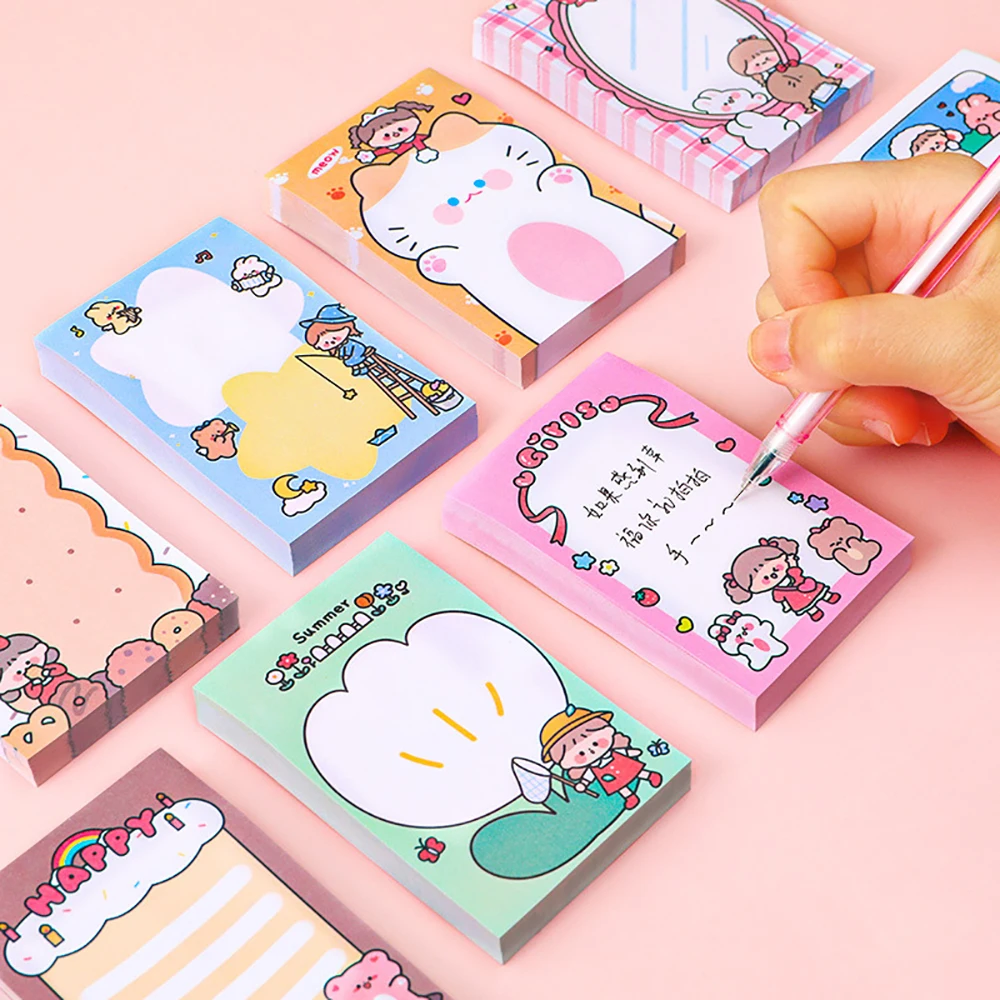 80 Sheet Cute Cartoon Girls Sticky Notes Student Notepad Message Post To-do Lists Memo Pads Stationery