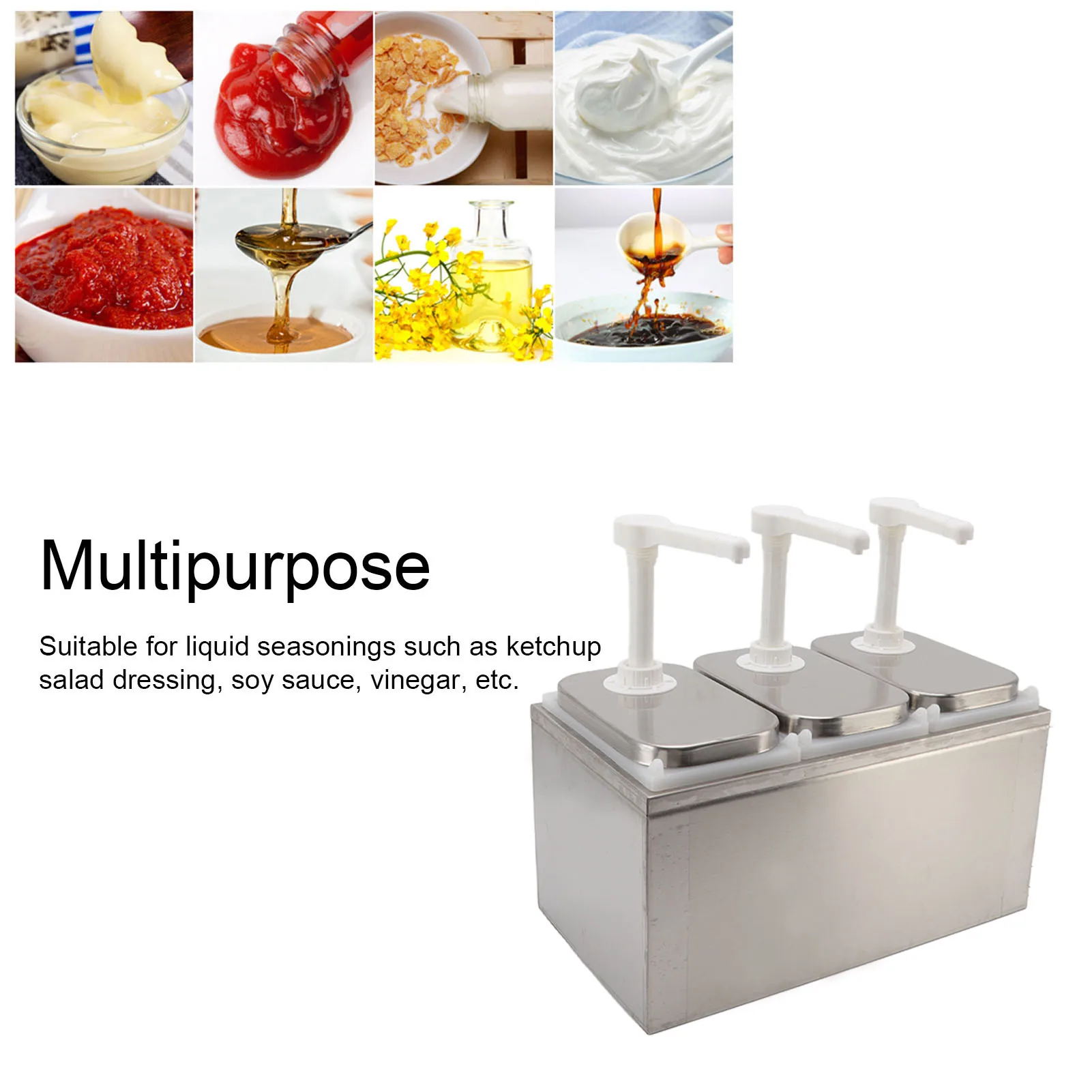 Condiment Pump Station Sauce Dispenser Plastic and Stainless Steel Condiment Pump Station Sauce Dispenser For Kitchen Home