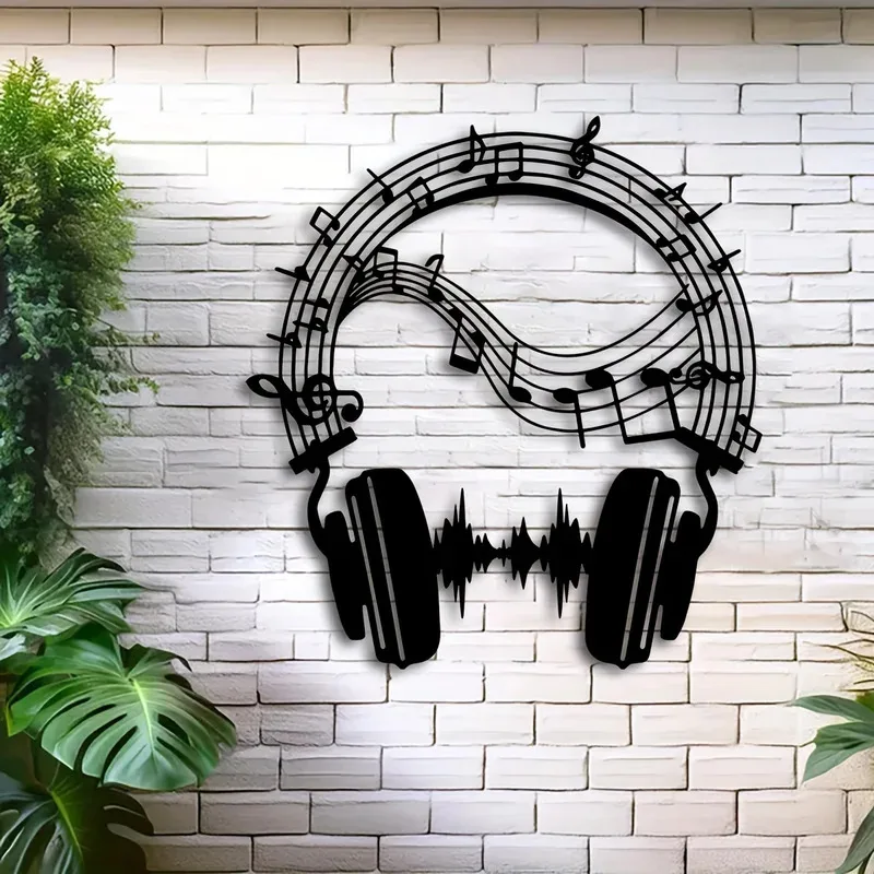 Elegant Headphone Metal Wall Art – 14.6