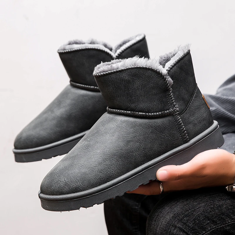 

Новые мужские хлопковые износостойкие зимние повседневные модные туфли с высоким берцем на толстой подошве, удобные плюшевые толстые зимние ботинки