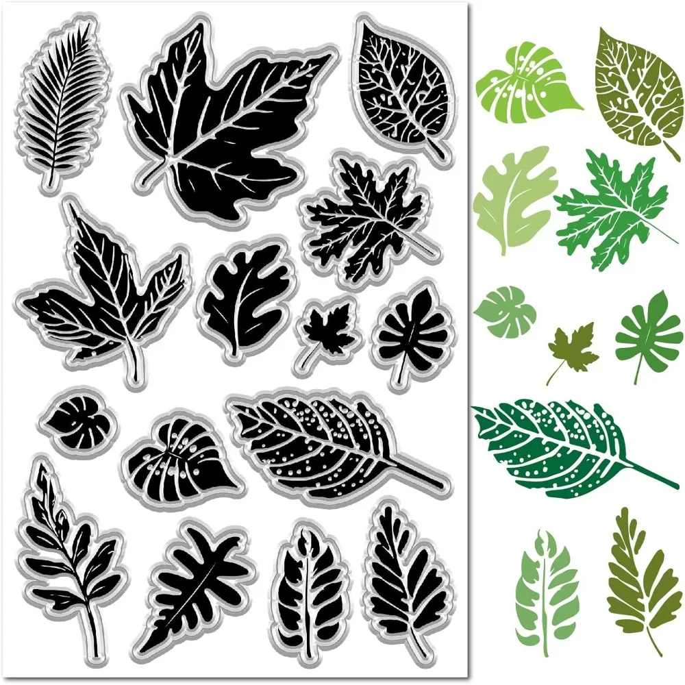 Blatt klare Stempel Ahorn Palmblätter Stempel Retro Pflanzen Herbst wiederverwendbare PVC Silikon Hintergrund Stempel Siegel für DIY Scrapbooking