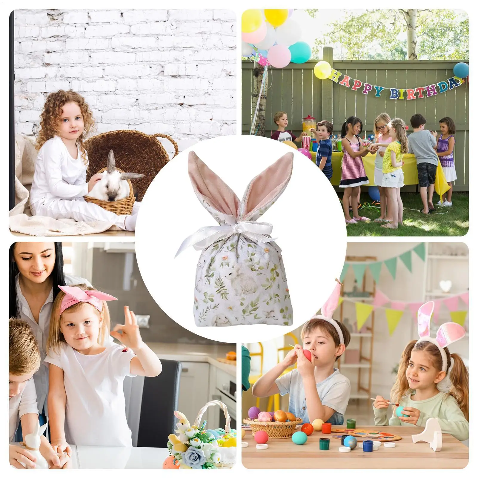 

Пасхальные подарочные пакеты, 10 штук, мешочки с завязками и ушками кролика, пасхальные пакеты для конфет и угощений для вечеринок, праздников, дней рождения, свадеб, семейных мероприятий