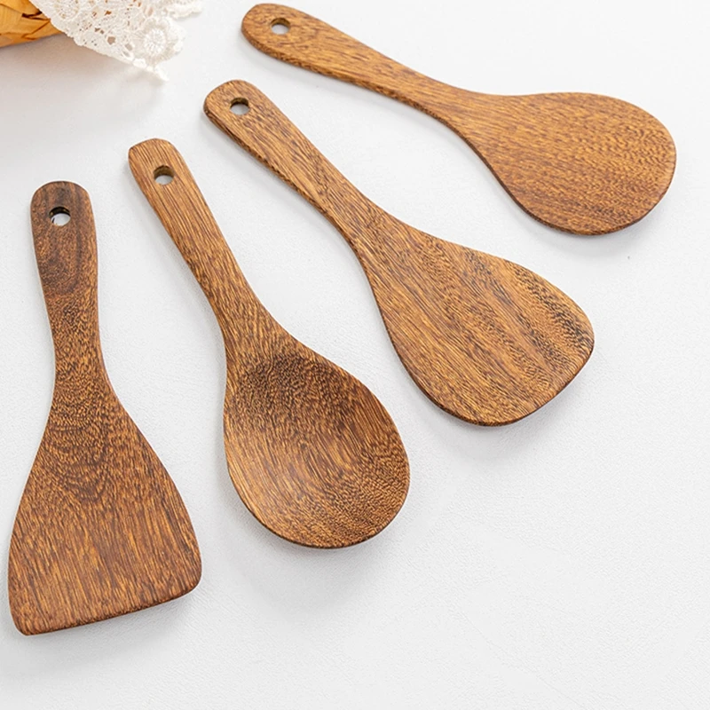 Non-stick Turner Natural Wooden Spatula Cooking Set Soup Ladle Japanese Long Kitchen Utensils New Food Shovel Scoop Stirrining