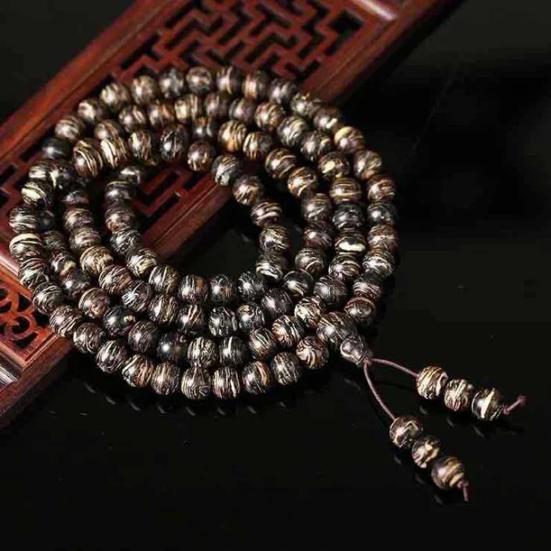 

Vietnam Garwood jewelry 108 pieces rosary necklace tiger leather pattern releagwood bracelet sweet fragrance type HIG