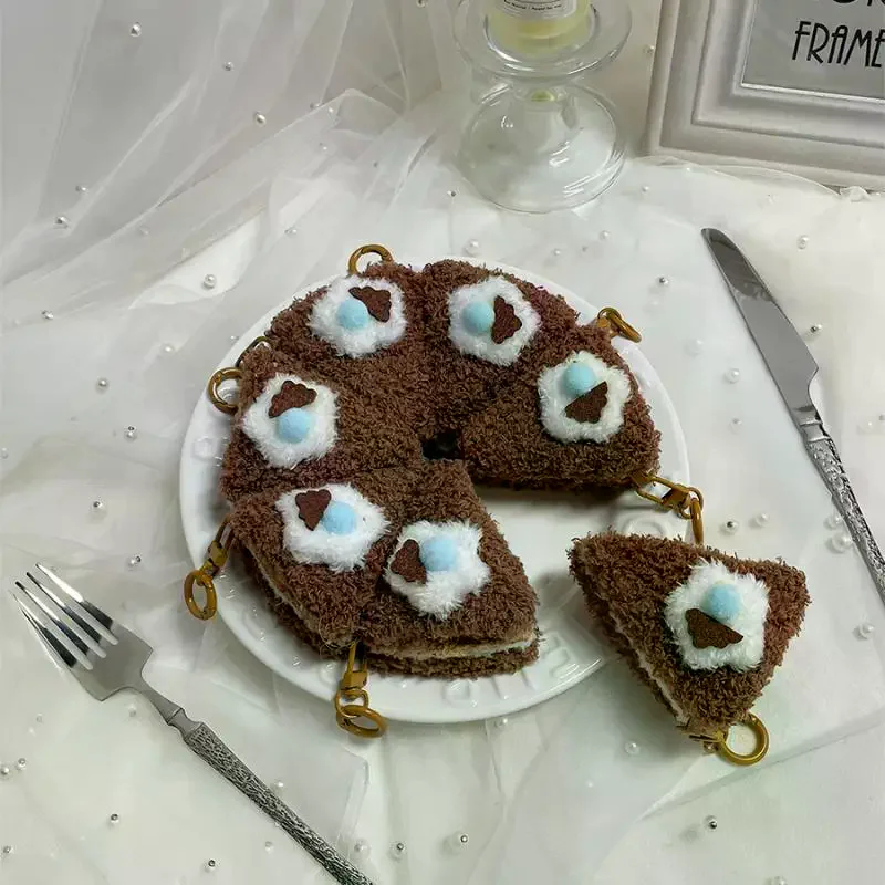 Cute Triangle Thousand Layer Cake Food Plush Keychain Creative Cartoon Doll Pendant Kawaii Backpack Ornament Decoration Gifts