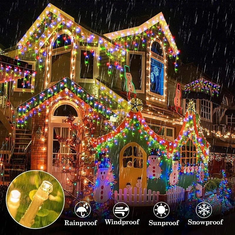 Solar Vorhang Eiszapfen Licht 5,5 M/9 MEaves Decor Outdoor Fee Lichterketten Hochzeit Party Weihnachten Treppen Dekor garten Girlanden