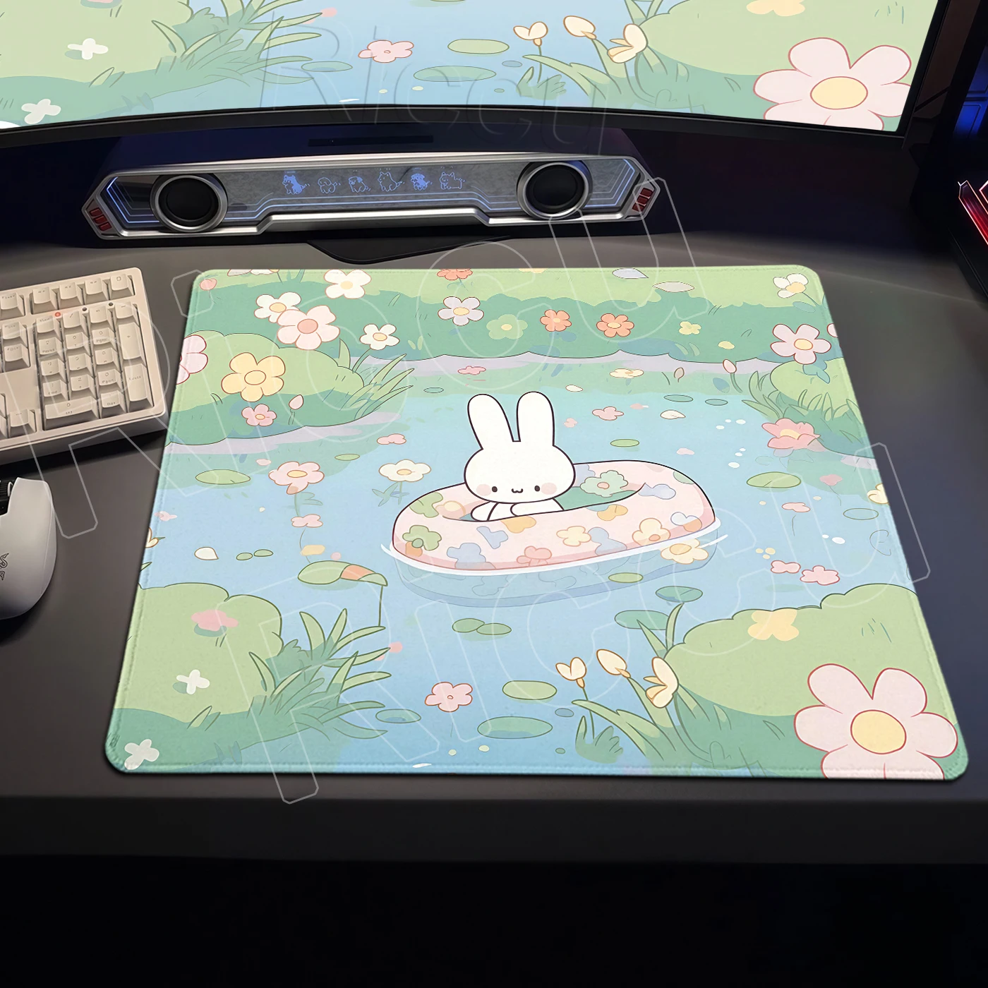 Cute Rabbit Mousepad Bunny Office Small Mouse PadGamer Mouse Pad Rubber Base Gaming Keyboard Mats Kawaii E-Sports Deskpad Carpet