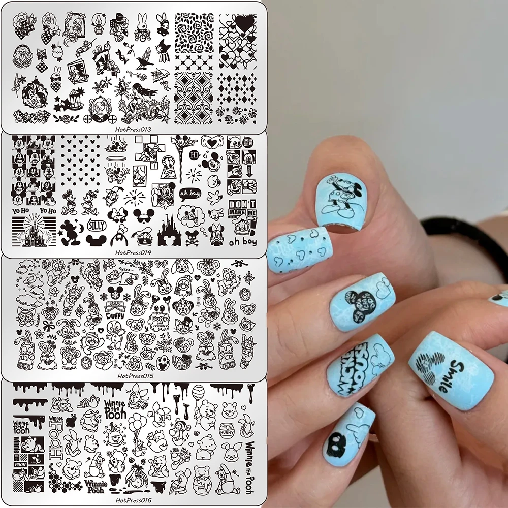 

3D Cute Cartoon Mickey Nail Stamping Plates Sticker Anime Characters Stainless Steel Nail Art Template Kawaii Manicure Stencils*