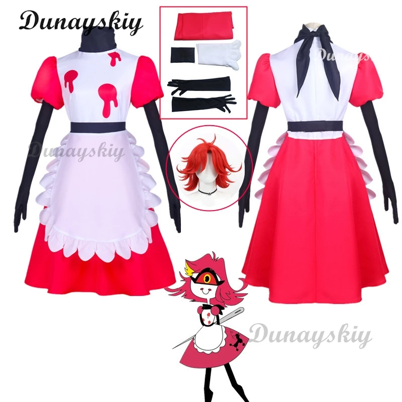 أنيقة تأثيري حلي شعر مستعار خادمة فستان ثوب شيطان هوتي للمرأة الكبار هالوين كرنفال عيد الميلاد لعب الأدوار الدعامة شعر مستعار