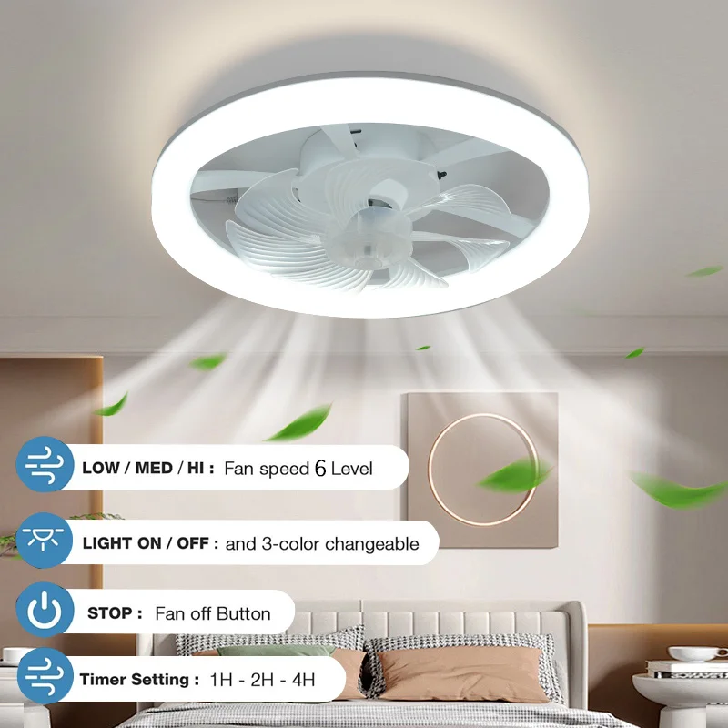 New Tntelligent LED Ceiling Fan For Home Lighting, Living Room And Bedroom Decoration, Ventilation Fan Light Air Invisible Blade