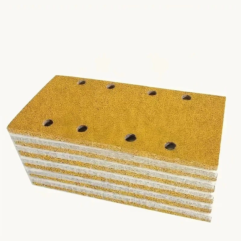 

10 шт. прямоугольная наждачная бумага 7/20 см, самоклеящаяся флокированная задняя часть с 8 отверстиями, бархатная шлифовальная машина, шлифовальная шпатлевка, наждачная бумага