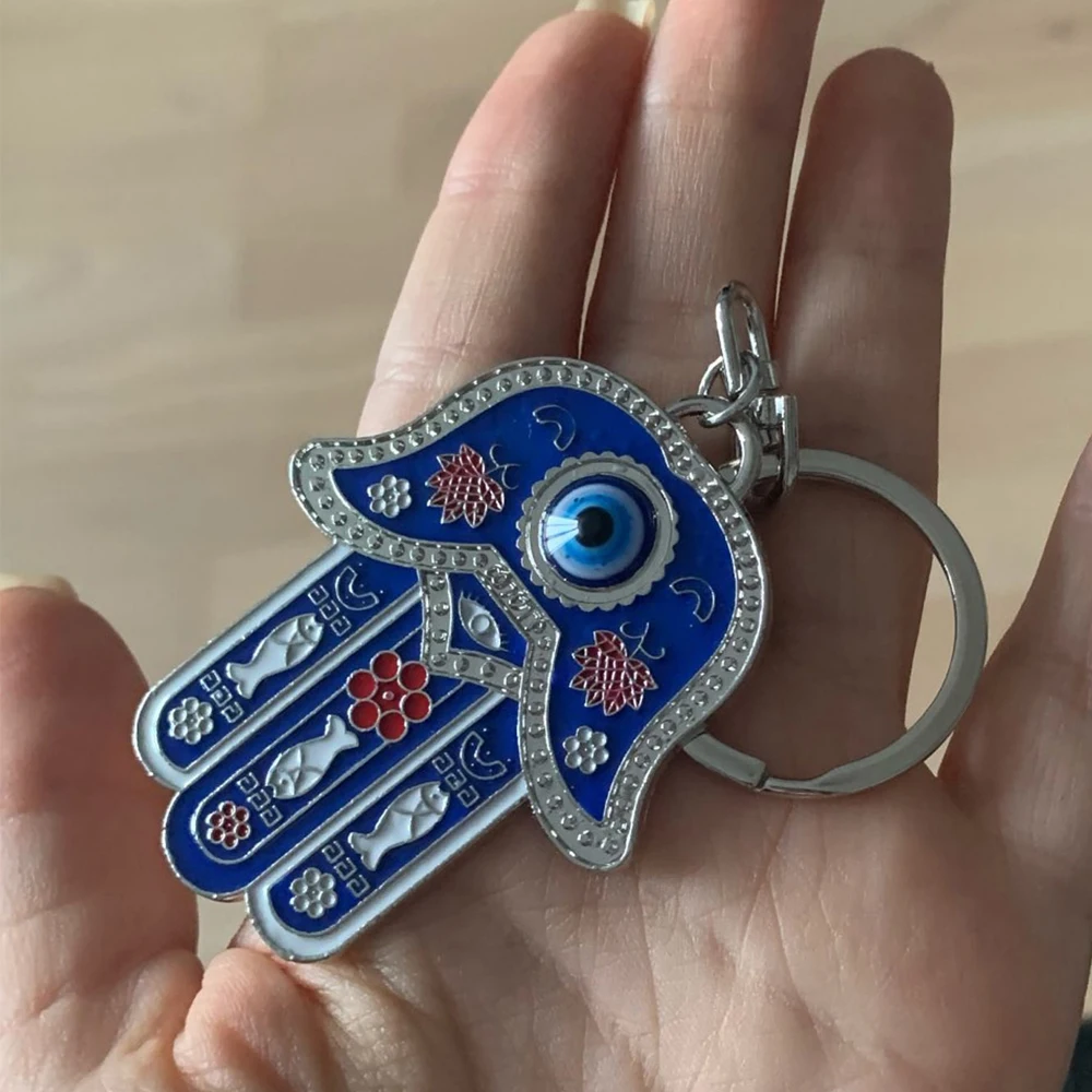 Lucky Eye Hamsa Hand Keychain Evil Eye Keychain Drop Oil Lobster Clasp Keychain Evil Eye Fashion Jewelry