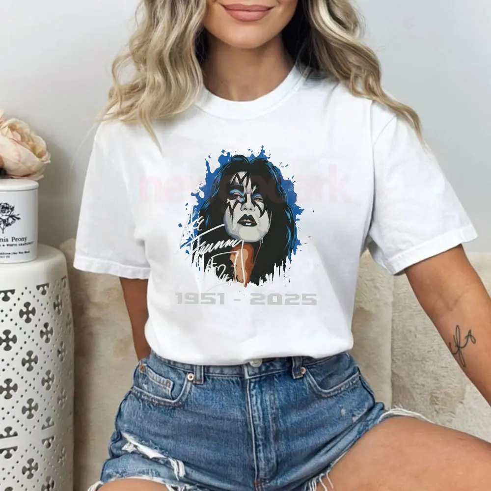 RIP Ace Frehley 1951-2025 Rock Legend Woman Man T-shirt Ace Frehley Memorial Printed T-shirt Thanks for The Memory Vintage Tops