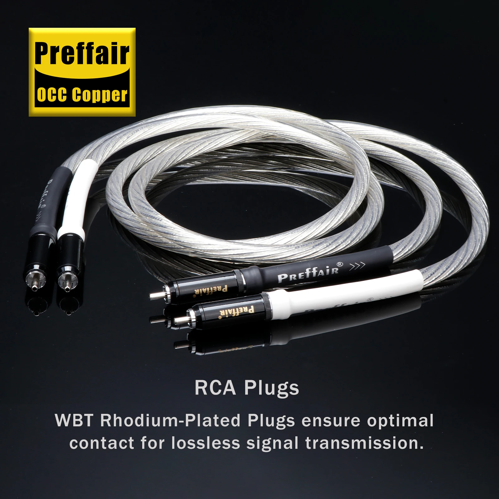 

Pair RCA Audio Cable occ silver plated 2RCA Male to 2RCA for Amplifier Mixer Speaker