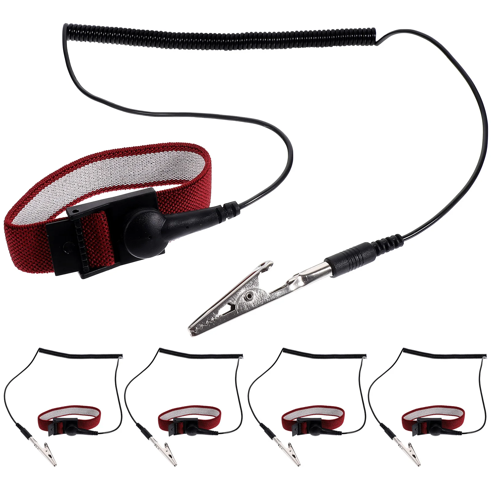 

5 Pcs Anti-static Wrist Strap Esd Grounding Bracelet Wristbands Nylon Adjustable Eliminate Body