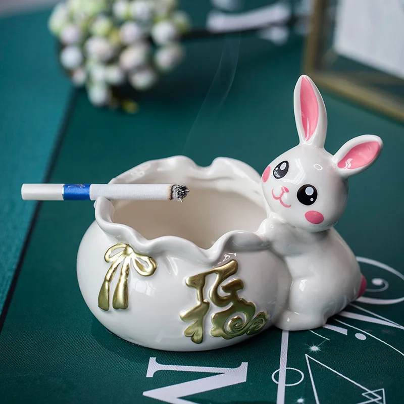 

Ceramic Cute Rabbit Ashtray Nordic Style Personalized Trend Home Living Room Fashion Decoration Ornament Cartoon