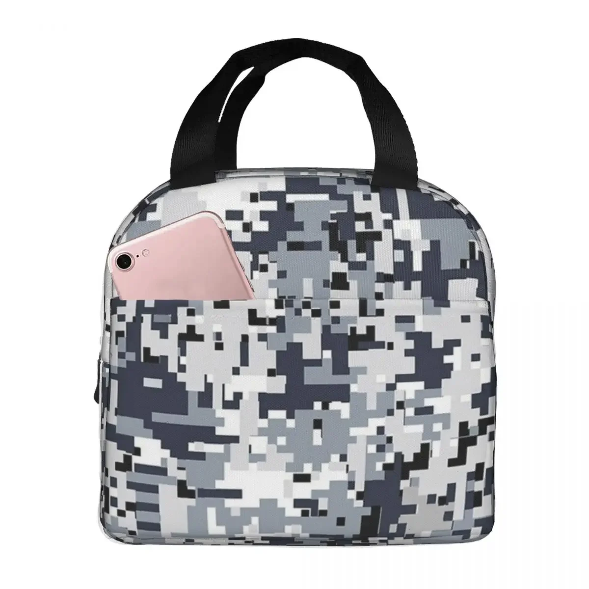 Saco de almoço de camuflagem do exército digital urbano para homens e mulheres, refrigerador térmico, portátil, piquenique, viagem, Oxford, caixa, comida