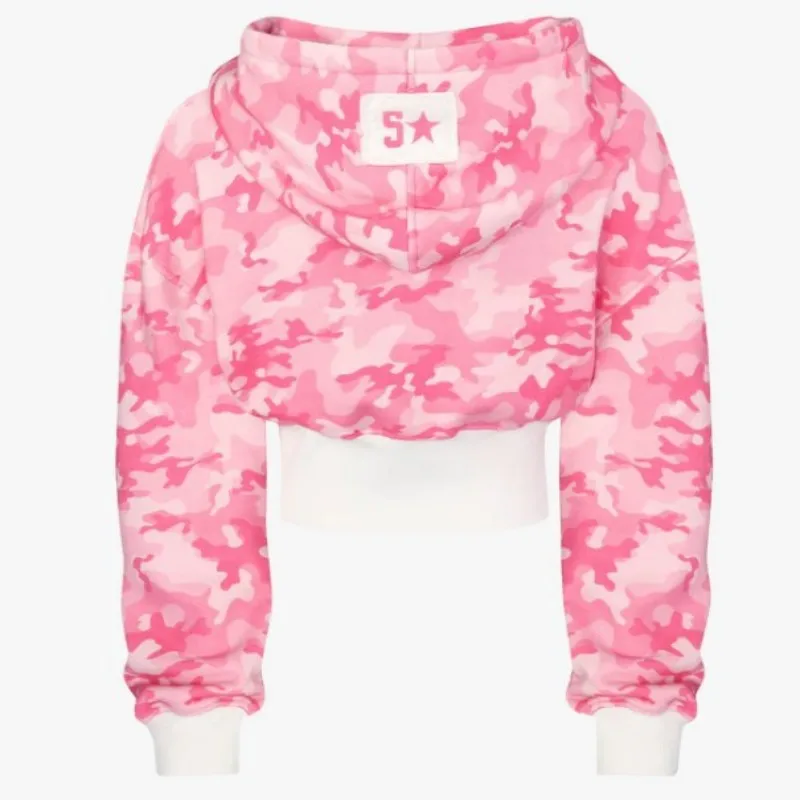 الأوروبية والأمريكية stijl gedrukte التمويه روز هوديي jas كورتي سليم صالح مجموعة modieuze عارضة الرياضة فاسق لطيف أعلى