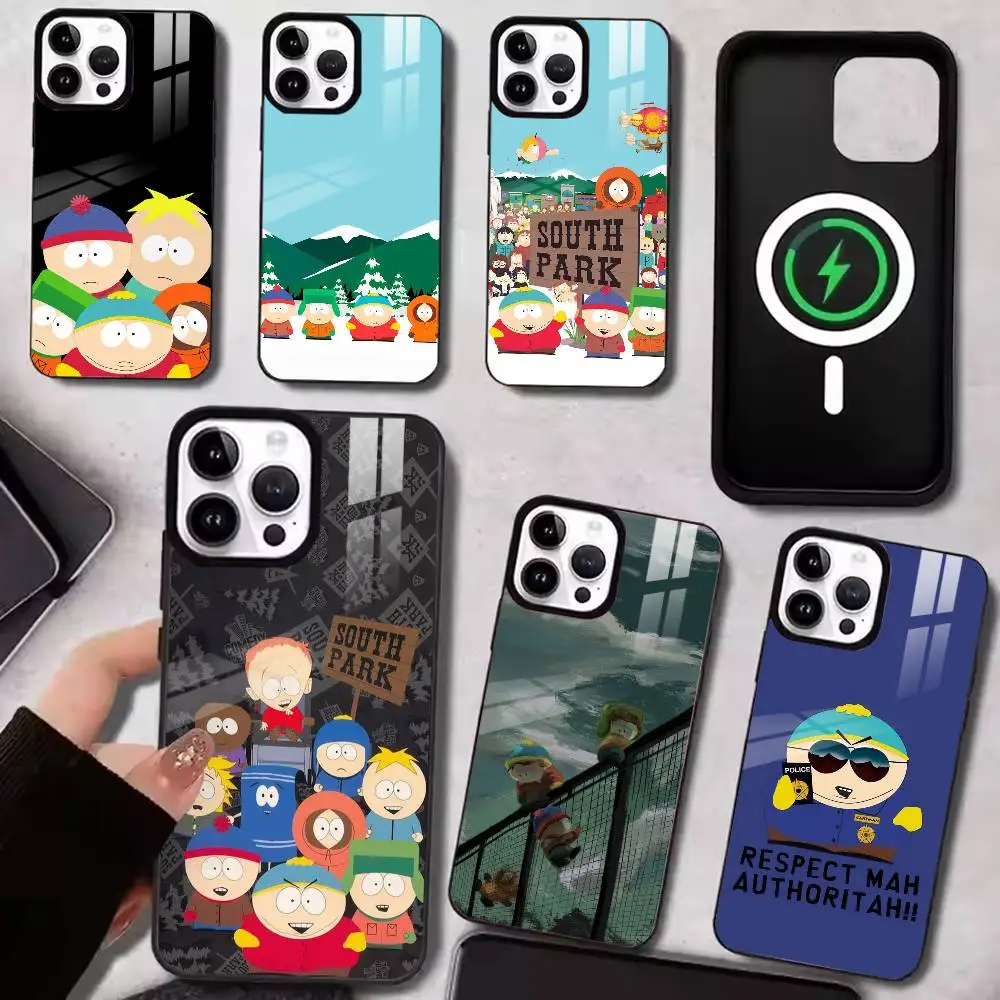 S-South Parks Black Comedy  Phone Case For iPhone Magnetic 15,16,17,14,13,12,11 Plus,Pro with  Wireless Charging