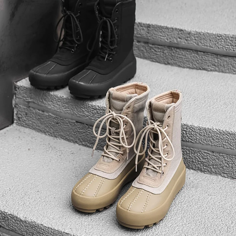 

2025 New High-Street nut oes Outdoor Work Boots High-Top Kanye West Design Casual Cotton Lined Synthetic Leather Men's ...