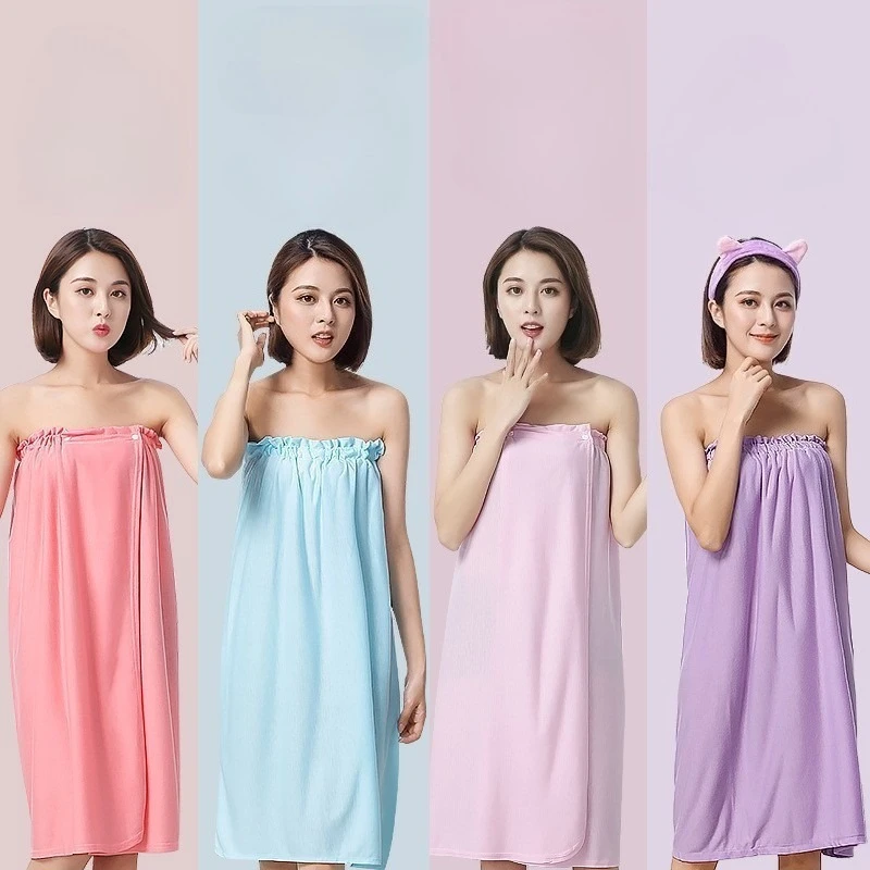 New Bath Towel Household Women Wearable Wrap Adults Absorb Water Polyester Dry Hair Skirt Long Style Bathroom Washable Bathrobe