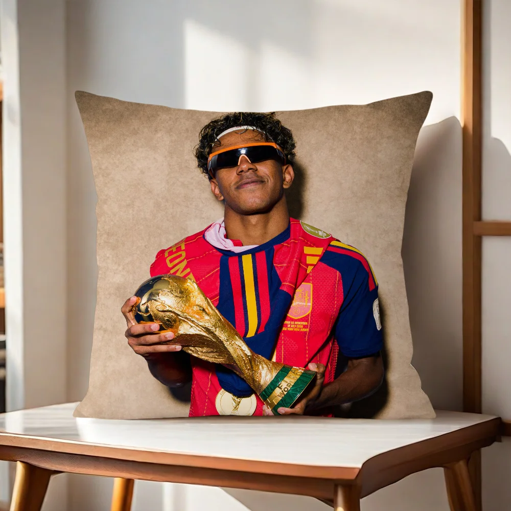 Spain L-Lamine Football Y-Yamal Cushion Cover Pillow Cover Home Sofa Living Room Office Coffee Shop Car PillowCover