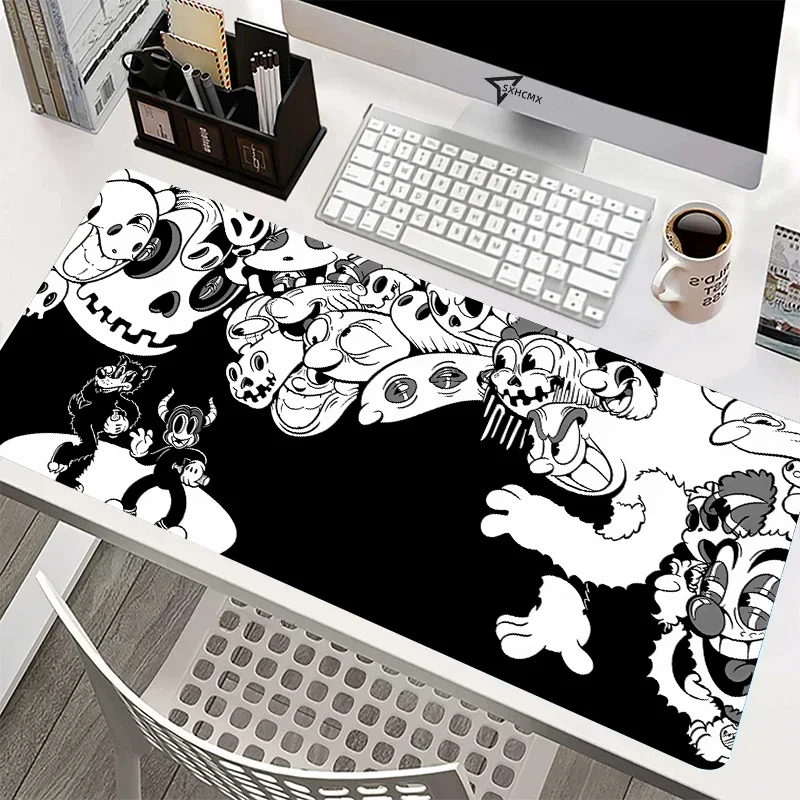 Gaf Deskmat Rubrehose Gaming Mouse Pad Black and White Office Carpet Mousepad Japanese Art Table Gamer Keyboard Computer Desks