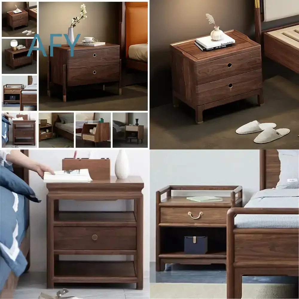 New Chinese Style Black Walnut Bedside Table for North America Song ...