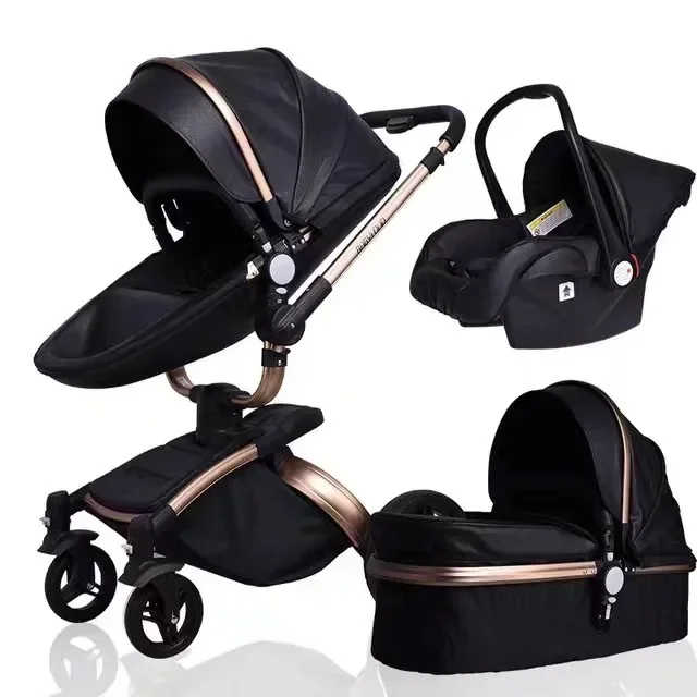 Baby Stroller 4 in 1 with Car Seat Baby Backpack Carrier Stroller Walkers Luxury Baby Stroller Pram Leather