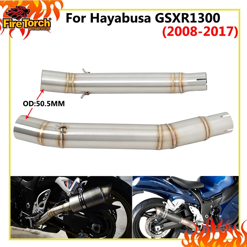 

For Suzuki Hayabusa GSX1300R GSXR1300 GSX 1300R 2008 - 2017 Motorcycle Exhaust Middle Link Pipe Escape Connect Tube Mufller 51mm
