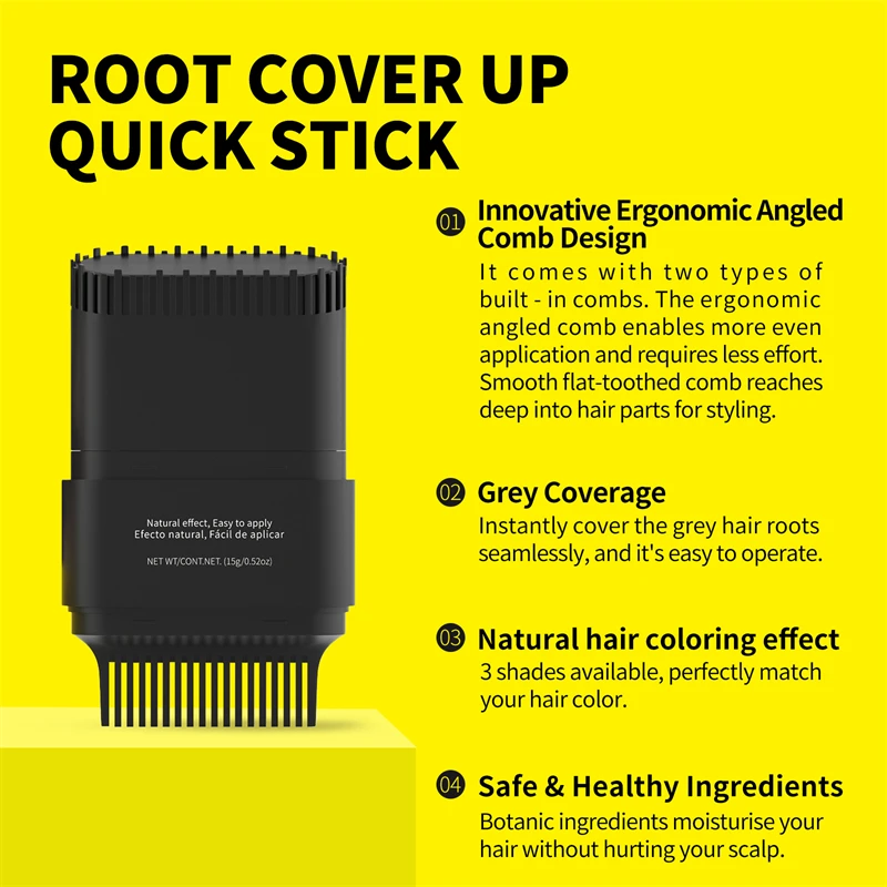 عصا شعر مكونة من 3 ألوان، قطعة أثرية لتغطية الشعر الرمادي بدون فقدان اللون، عصا صبغ الشعر للاستعمال مرة واحدة، جذور الشعر وصبغ الشعر واللون #5