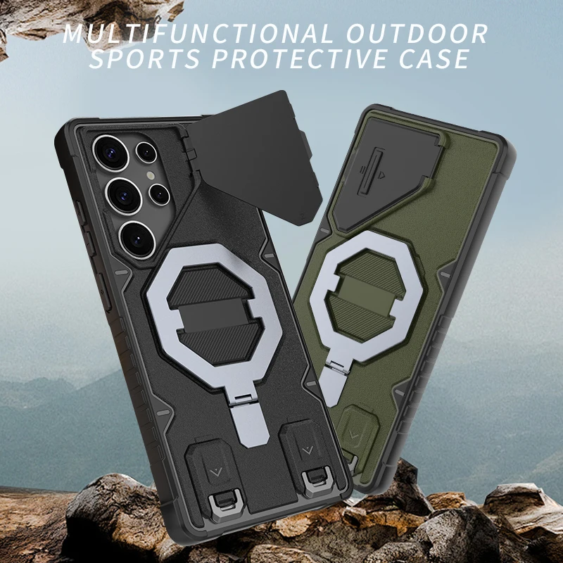 

Modern Machine Style Magnetic Long Lanyard PC Case for Samsung S26 Ultra S25 Plus Shockproof Comfortable Grip Durable Cover