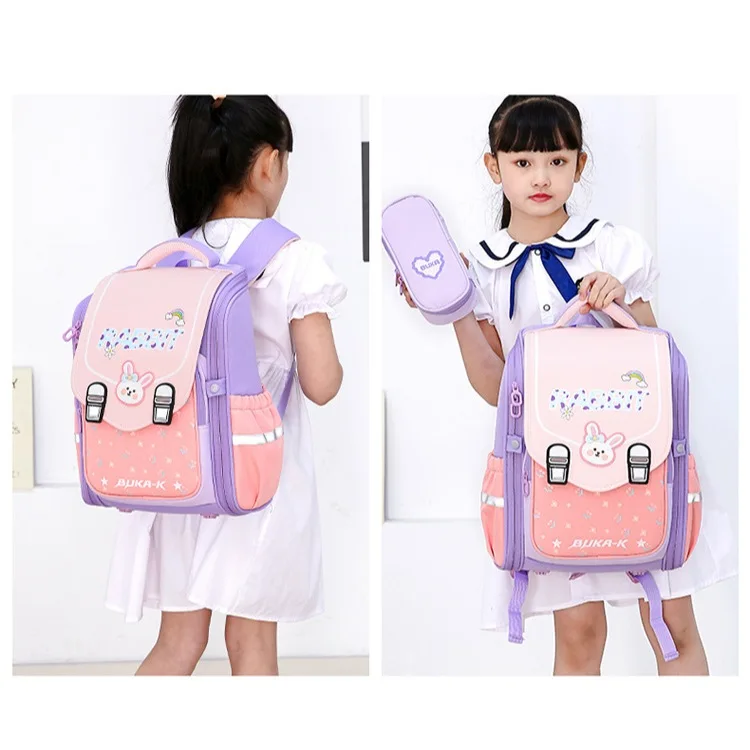 Primary school students' backpack for grades one, two and three, pastoral style, small fresh, light and light weight, spine prot