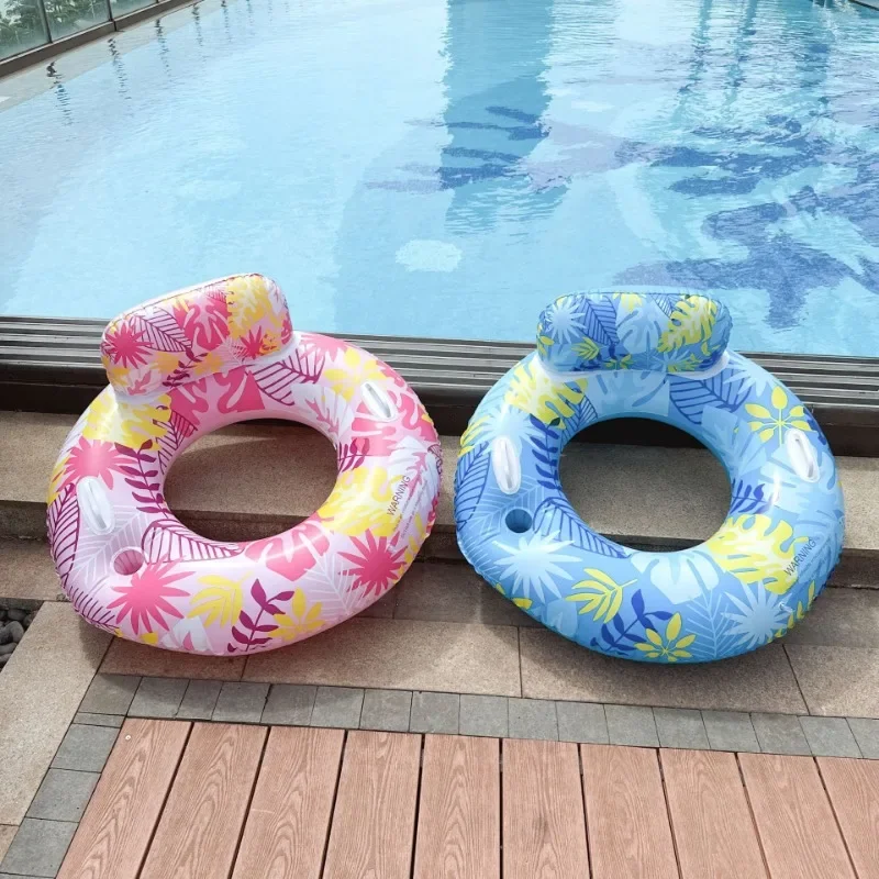Brinquedos Infláveis com Estampa de Folha, Anel de Natação com Apoio para Costas, Brinquedos Flutuantes para Festa na Praia e Piscina no Verão