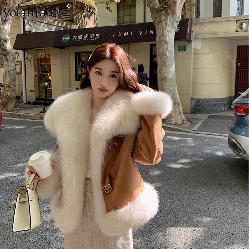 2023 New Fox Fur Coat Women's Winter Jacket Female Short Design Feeling Down Linner Coats and Jackets for Women Clothing FCY5010