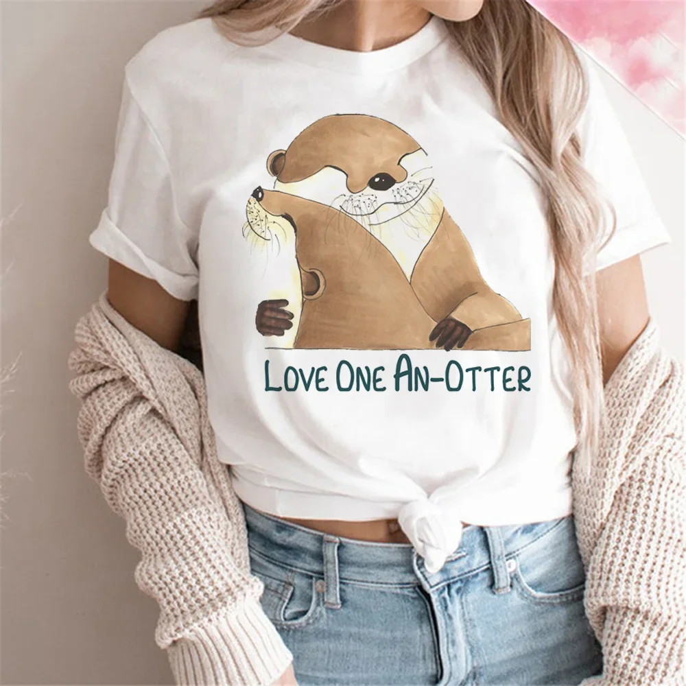 Otter T-shirt Women's T-style Summer Casual Loose Comic Top Girl Anime Clothing