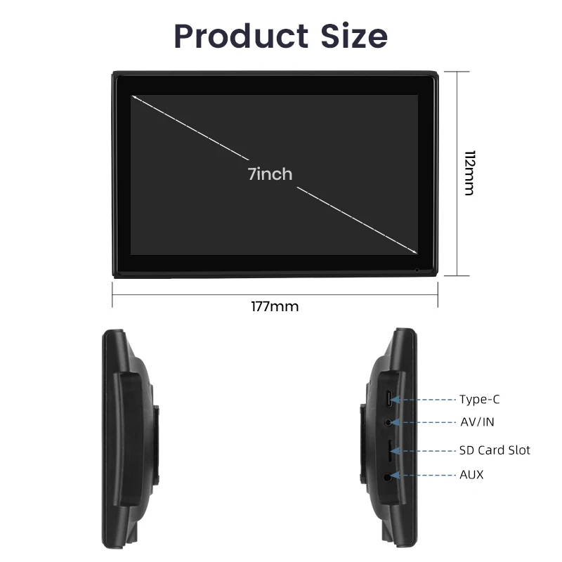 Junsun 7 بوصة عالمية قابلة للتدوير شاشة لمس محمولة لاسلكية Carplay لأجهزة Apple Android Auto Backup Camera Bluetooth GPS AUX #6