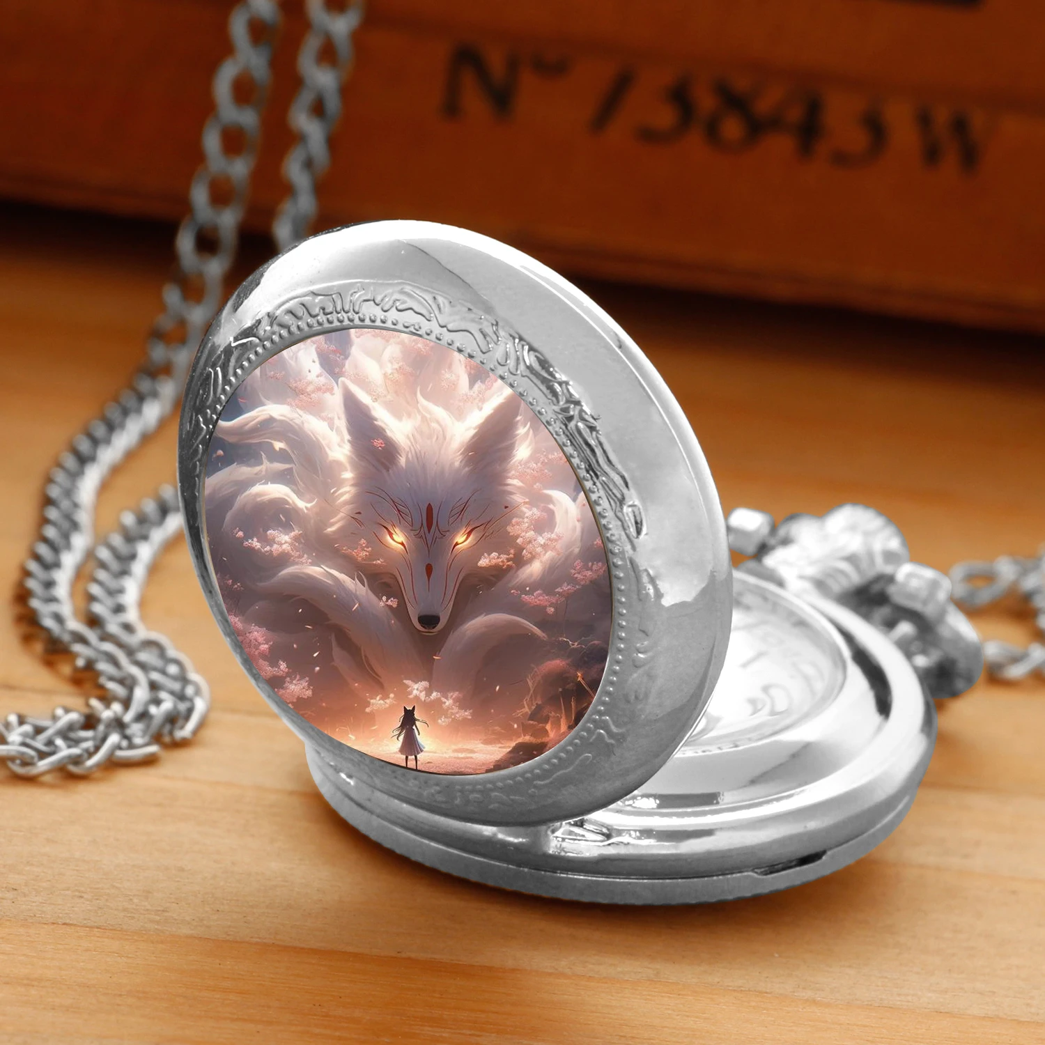 Новые персонализированные модные серебряные часы из нержавеющей стали Aniem Fox со стеклянным куполом, кварцевые карманные часы, ожерелье, женские ювелирные изделия, кулон-цепочка