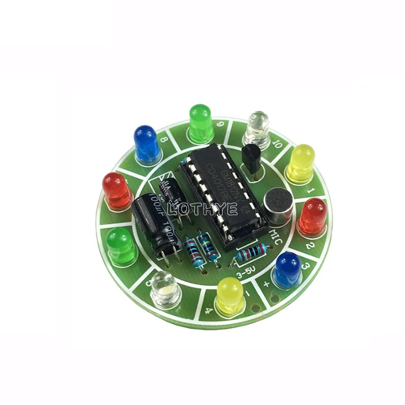 Voice Activated LED Rotating Light Making Kit CD4017 Colorful DIY Electronic Kit Parts Soldering Electronic Component Welding