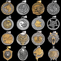 Viking Wolf Odin Rune Necklace Men's All Kinds of Nordic Animal Pendants Stainless Steel Fashion Vintage Jewelry Gifts Wholesale