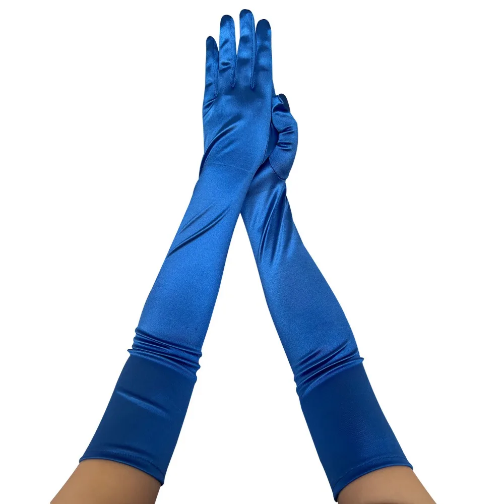 Halloween 52CM Long Stretchy Sedan Party Smooth Satin Cosplay Dinner Dress Gloves