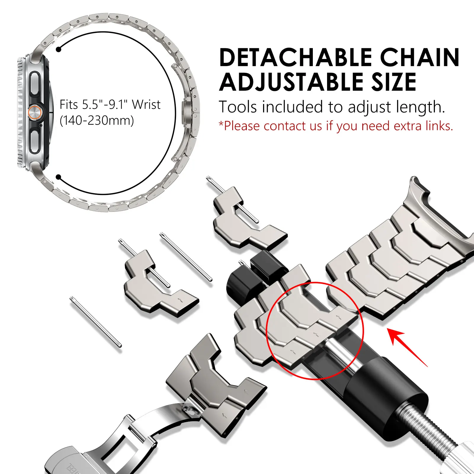 Correa de Metal de acero inoxidable para Samsung Galaxy Watch 8/8 Classic 40mm 44mm 46mm pulsera Correa para Galaxy Watch 8 cinturón clásico