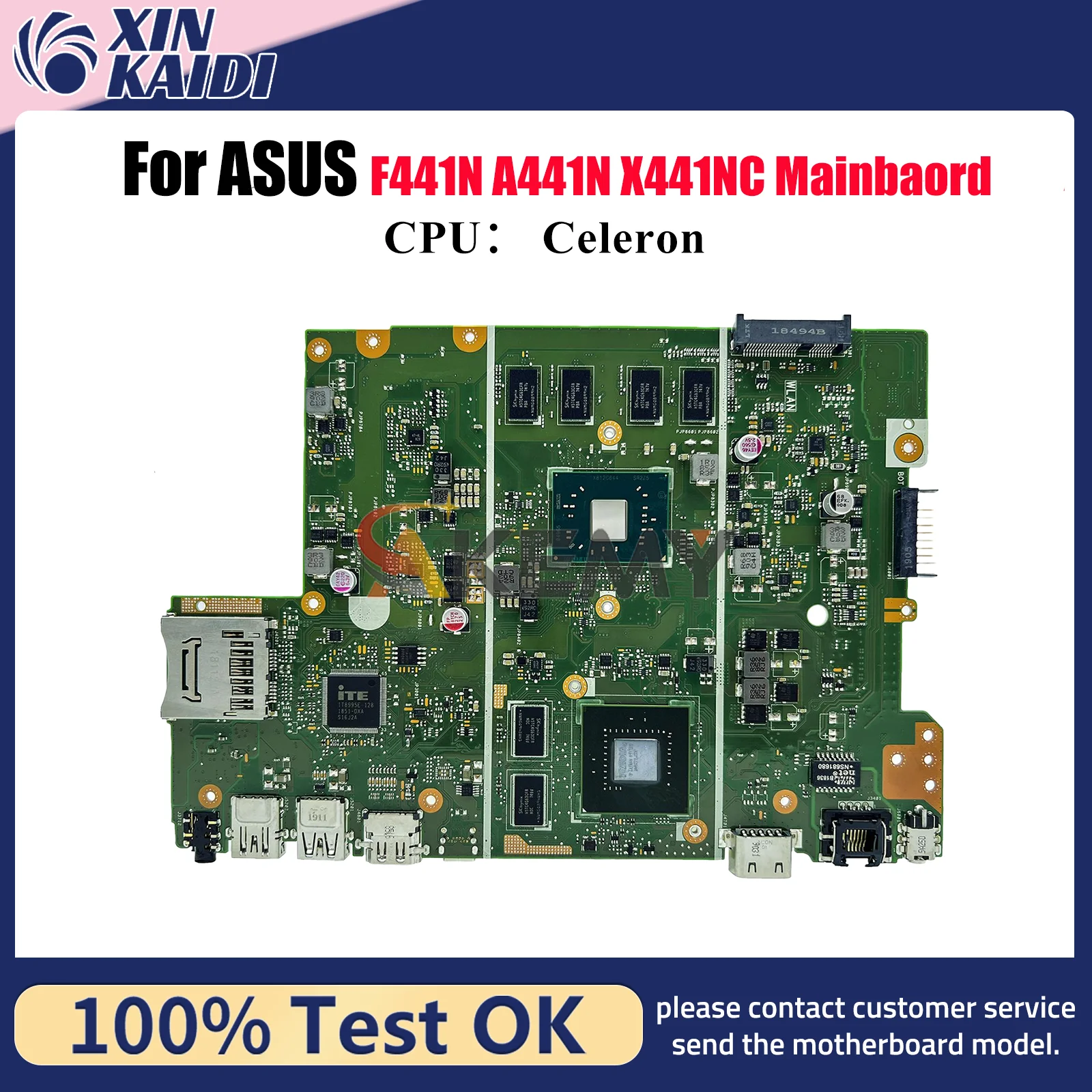 

X441NC Laptop Motherboard For ASUS VivoBook A441N X441NC X441N F441N Notebook Mainboard With Celeron CPU 100% tests OK fast ship