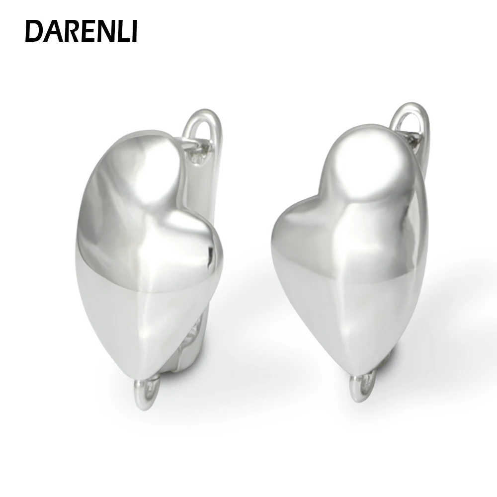 DARENLI 1 Pair Smooth Heart Earring Hooks Clasp Ear Wire DIY Women Jewelry Making Supplies Accessories Hypoallergenic