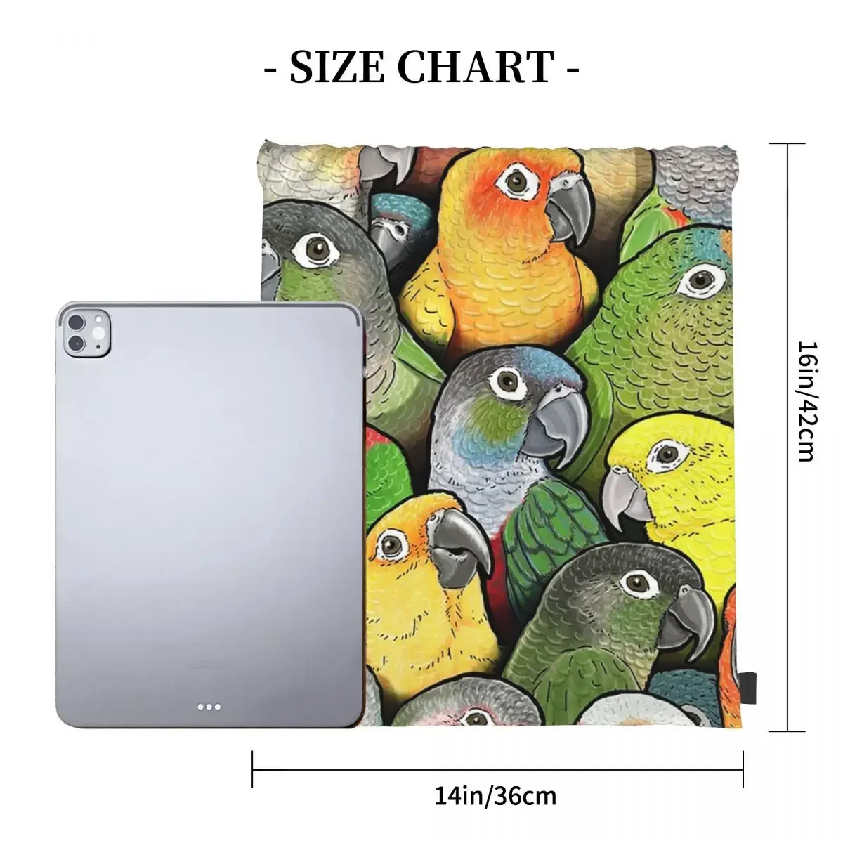 Colour Of Conures Backpacks Casual Portable Drawstring Bags Drawstring Bundle Pocket Sports Bag BookBag For Travel School