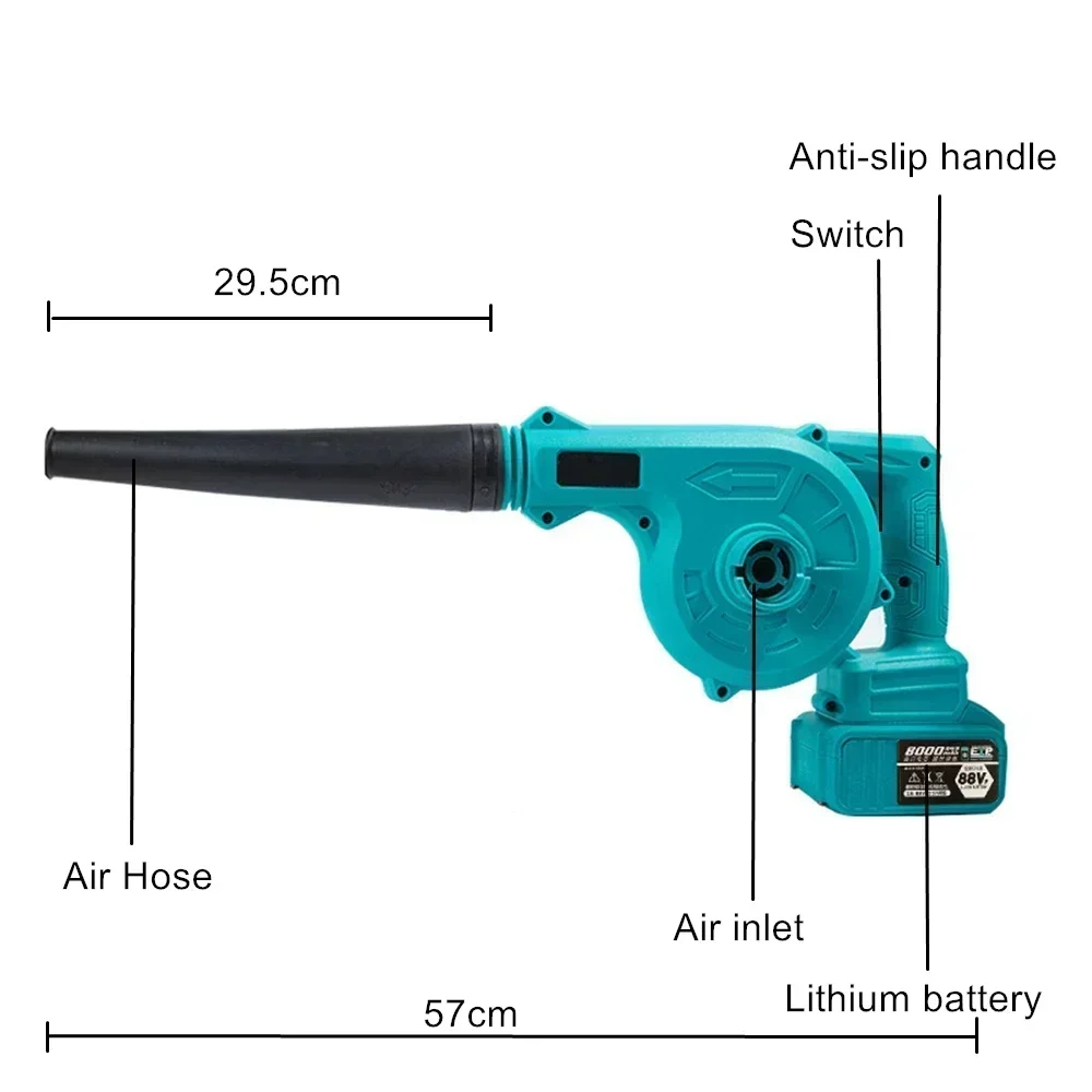 Cordless Electric Air Blower Turbo Boost Blowing & Suction Leaf Dust Collector Adjustable Speed Computer Collector Power Tool