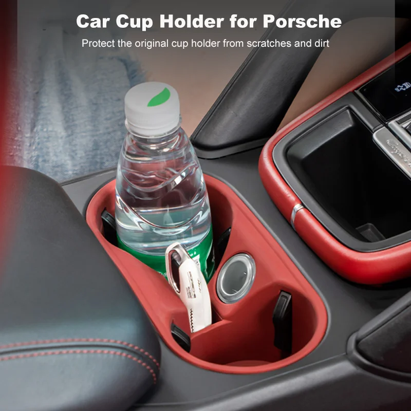 Silicone Car Cup Holder For Porsche Cayenne Macan Center Console Bottle Holder Insert Anti Slip Drink Organizer Auto Accessories